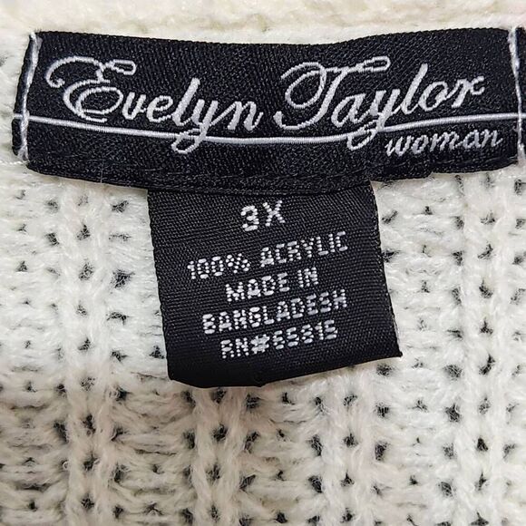 Evelyn Taylor Woman sweater vneck colorblock stripe 3X - Picture 5 of 6